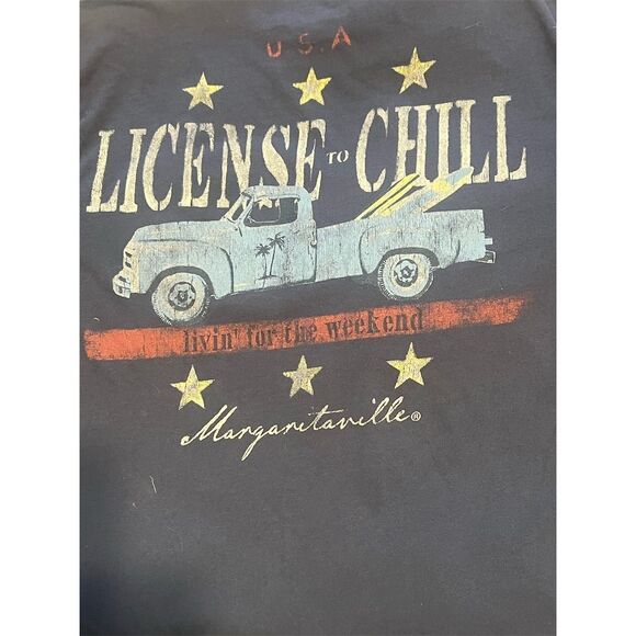 Margaritaville Jimmy Buffett License to Chill Pocket T-Shirt Blue Large Unisex - Picture 5 of 7